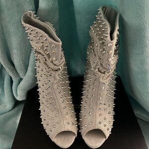 Liliana Grey studded open toe bootie